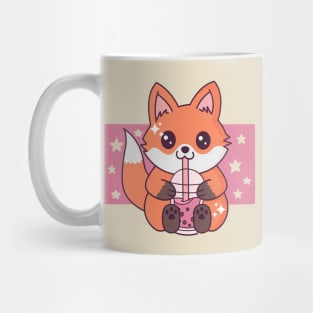 Baby Fox Drinking Boba Tea Cute Kawaii Fox Lover Mug